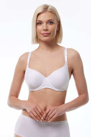 Malabadi Toparlayıcı Dolgusuz Kaplı Balenli Sütyen 814 Beyaz resmi