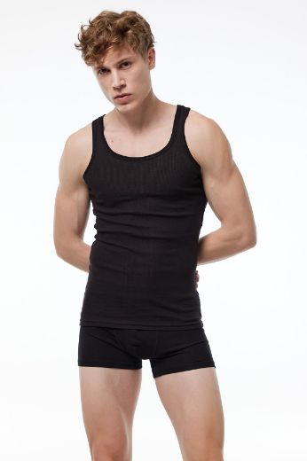 Malabadi Pamuk Yazlık Fileli Atlet 081 Siyah resmi