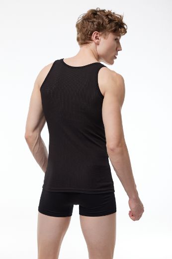 Malabadi Pamuk Yazlık Fileli Atlet 081 Siyah resmi