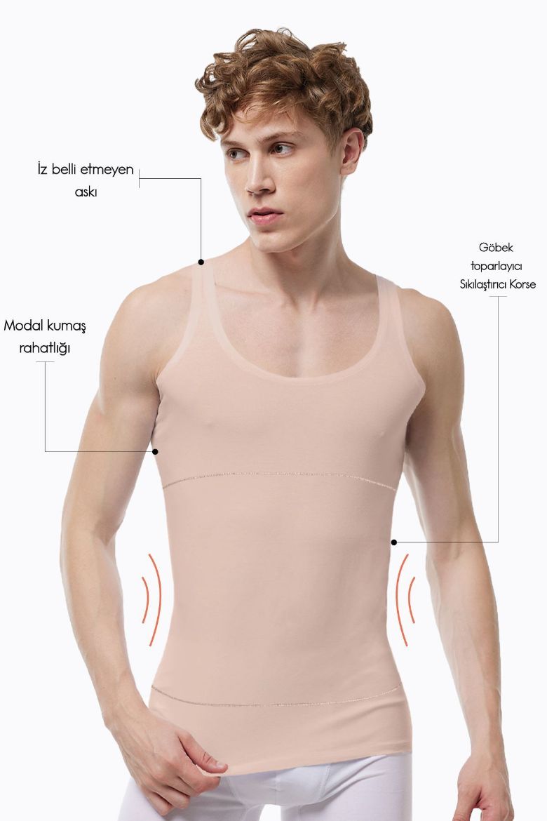 Malabadi Göbek Toparlayıcı Sıkılaştırıcı İz Yapmayan Modal Görünmez Korse Atlet 042 Ten resmi