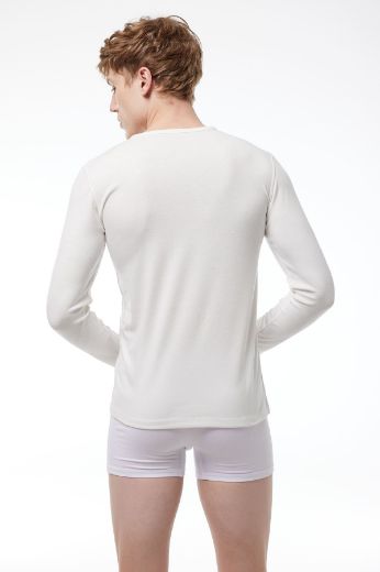 Malabadi V Yaka Uzun Kollu Viloft Termal Üst İçlik 608 Ekru resmi
