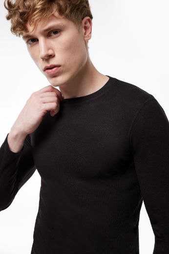 Malabadi Yuvarlak Yaka Uzun Kollu Viloft Termal Üst İçlik 609 Siyah resmi