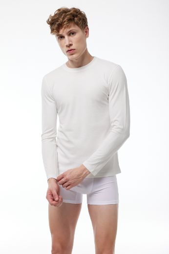 Malabadi Yuvarlak Yaka Uzun Kollu Viloft Termal Üst İçlik 609 Ekru resmi