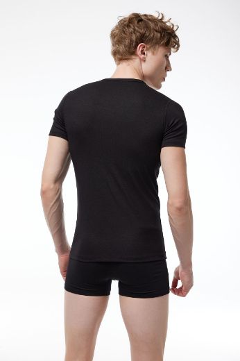 Malabadi V Yaka Kısa Kollu Viloft Termal Üst İçlik 607 Siyah resmi