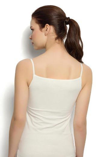 Jiber Saten Yakalı İp Askılı Atlet 626 Ekru resmi