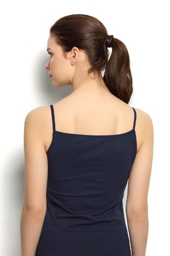 Jiber Saten Yakalı İp Askılı Atlet 626 Lacivert resmi