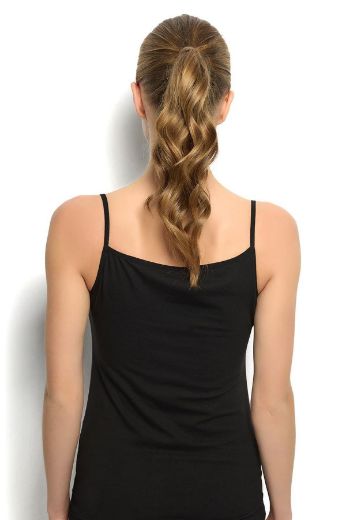 Jiber Saten Yakalı İp Askılı Atlet 626 Siyah resmi