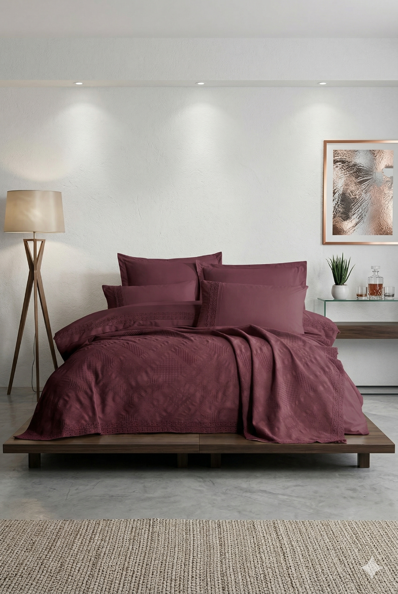 Özdilek Tiara Gelin Seti Bordo resmi