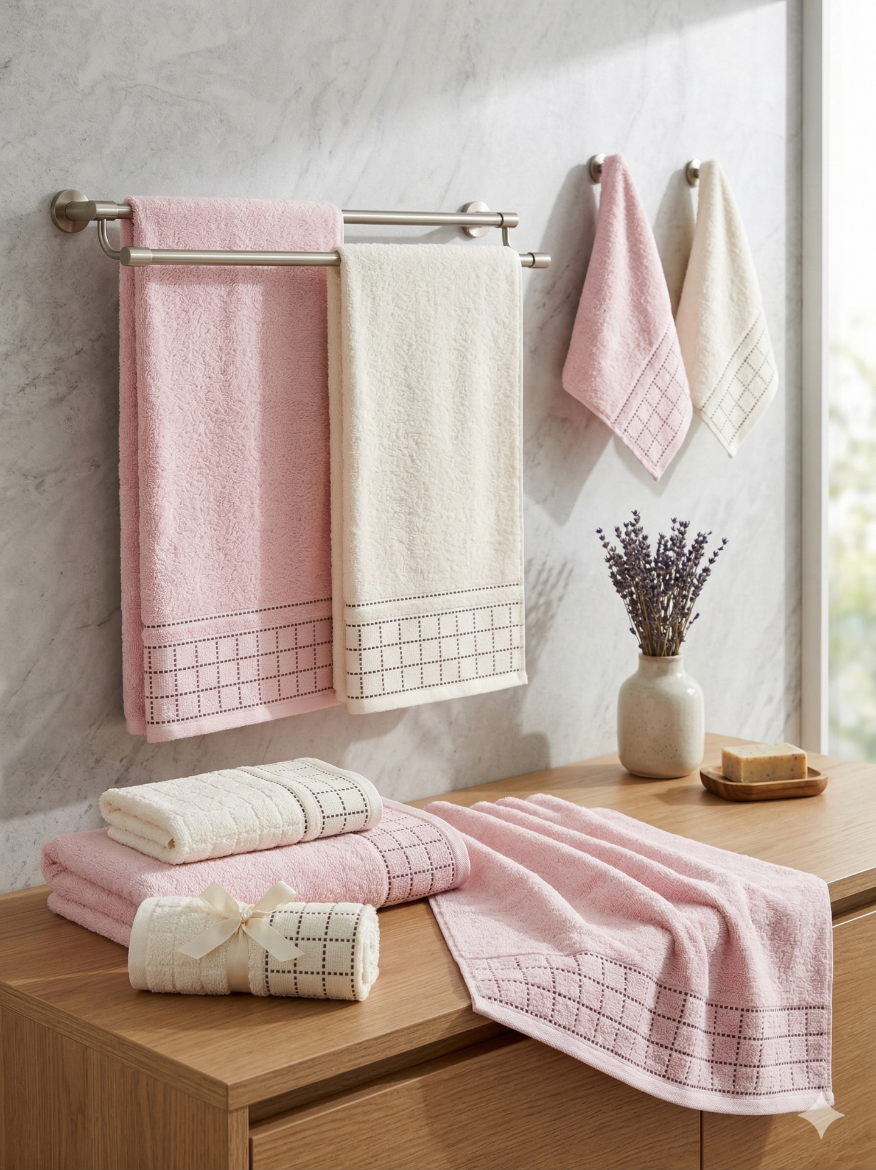 Özdilek Graph Hamam Takımı Krem Pembe resmi