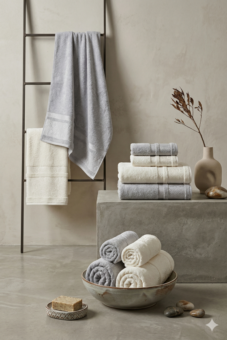 Özdilek Dory Hamam Takımı Krem-Gri resmi