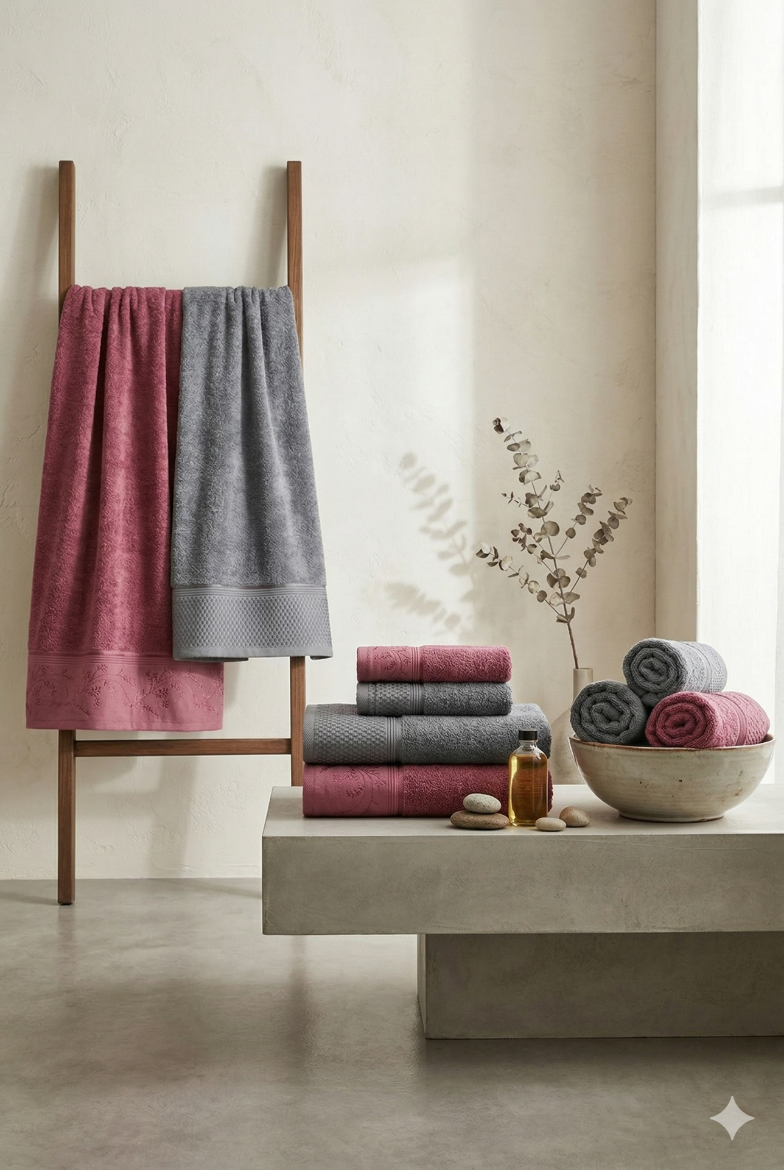 Özdilek Ditsy Hamam Takımı Mürdüm-Antrasit resmi