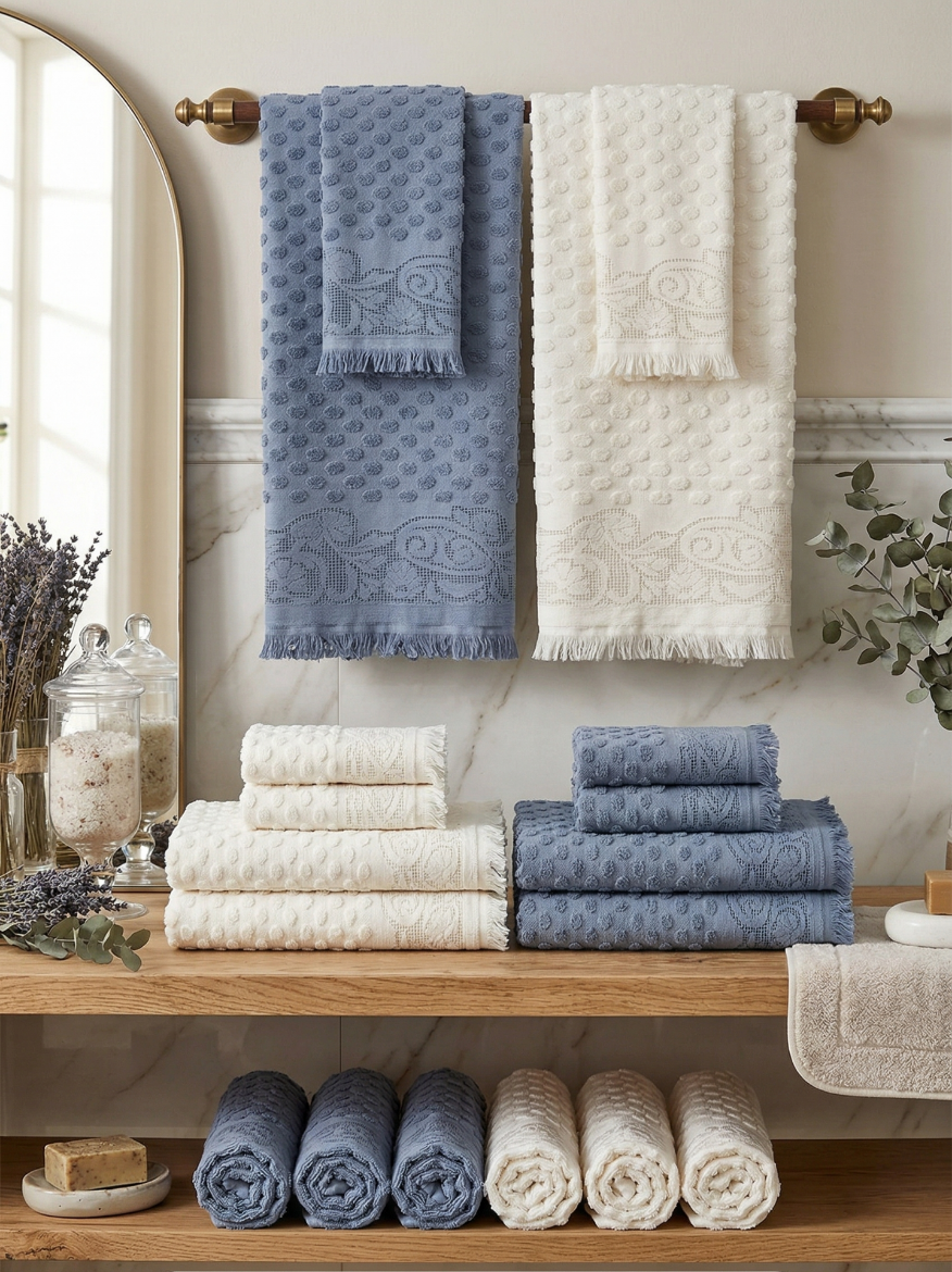 Özdilek Mistico Hamam Takımı Krem-İndigo resmi