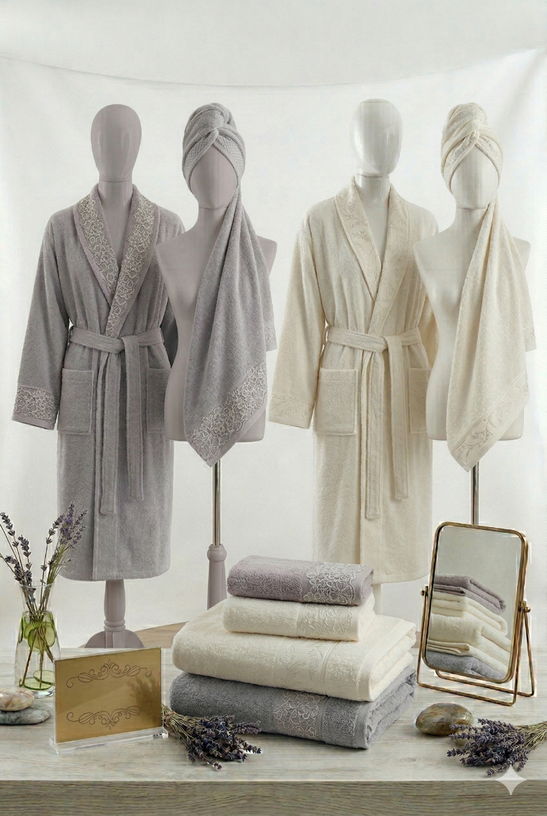 Özdilek Begonvil Aile Seti Krem-Mürdüm resmi