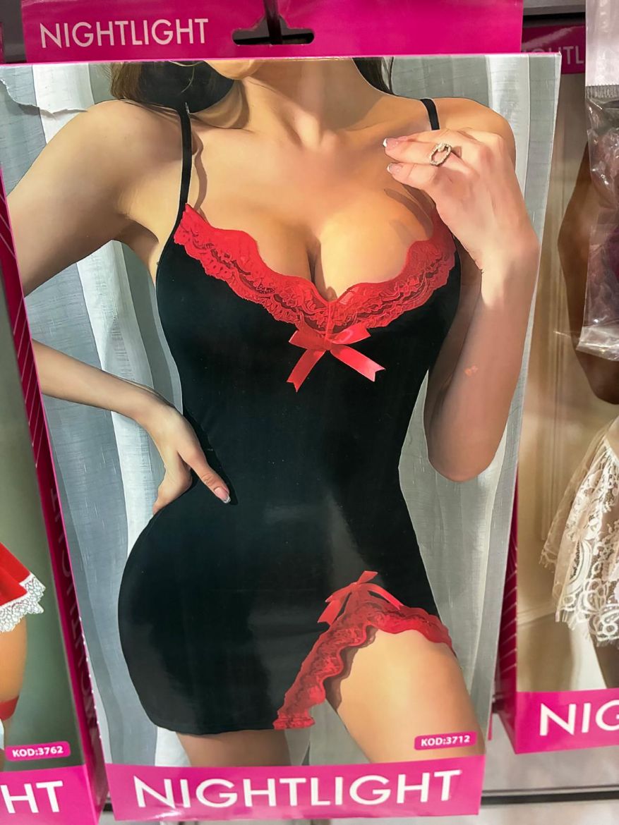 Nightlight Ayarlanabilir İnce Askılı Saten Gecelik - Siyah resmi