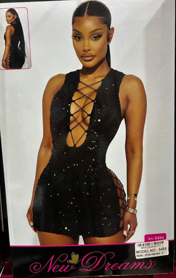 New Dreams Gece Işıltısı Taş Detaylı Mini Elbise resmi
