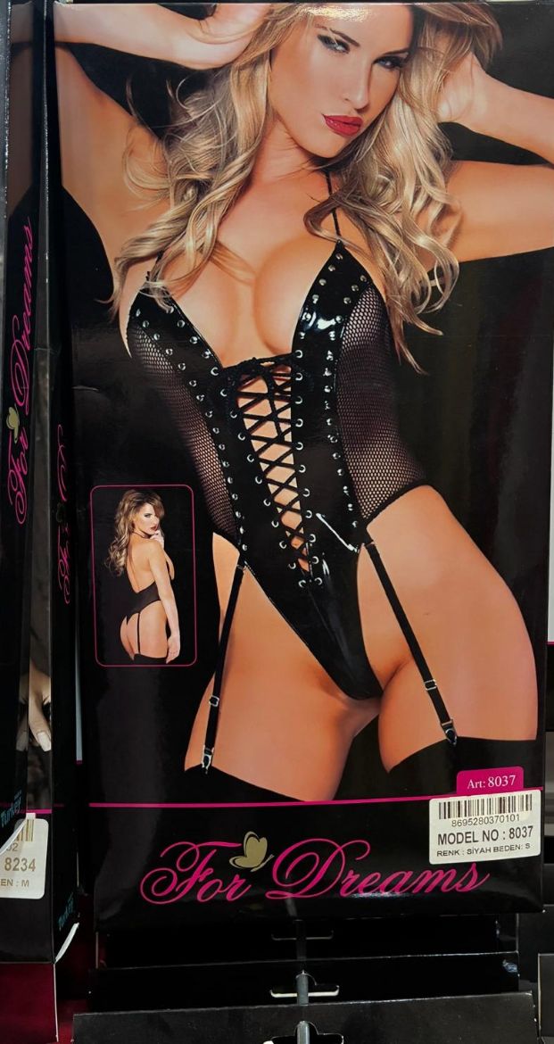 For Dreams Obsidian Lace-Up Jartiyer Body 8037 resmi