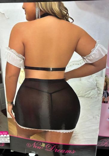 New Dreams French Maid Lace Lingerie Costume Set 8489 resmi